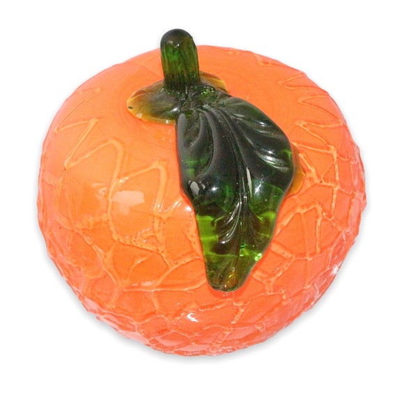 Vintage Art Glass Orange Fruit Figurine Murano Style 3D Realistic Statuette - Picture 2 of 5